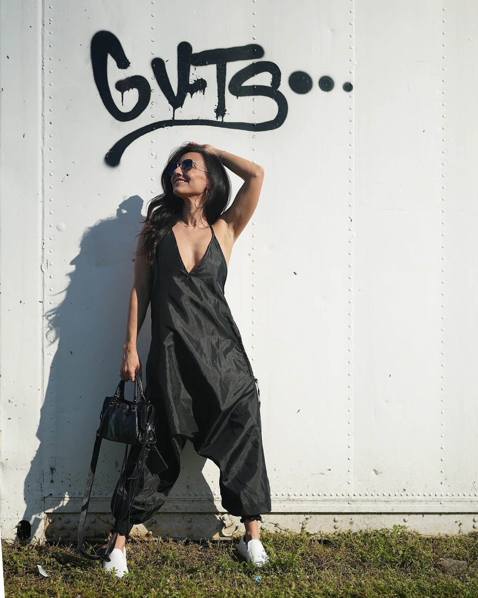 METALLIC HAREM JUMPSUIT - 100% RAYON