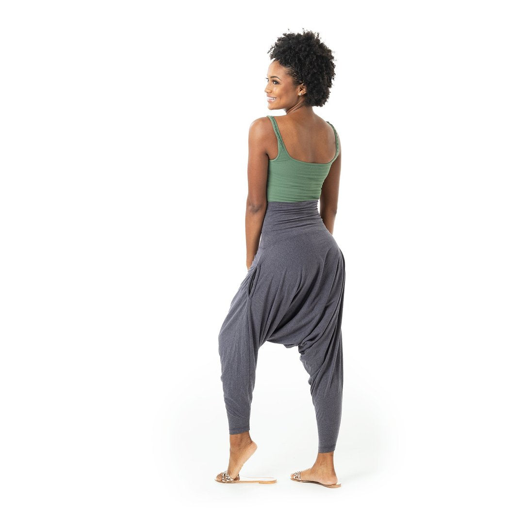 Grey High-Waist Jersey Pants