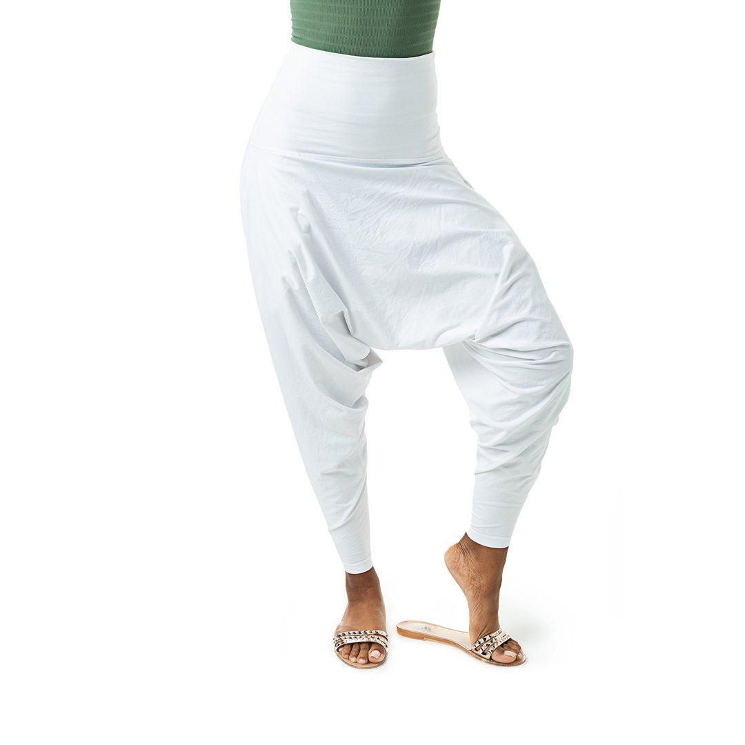 Harem Pants in White Organic Cotton