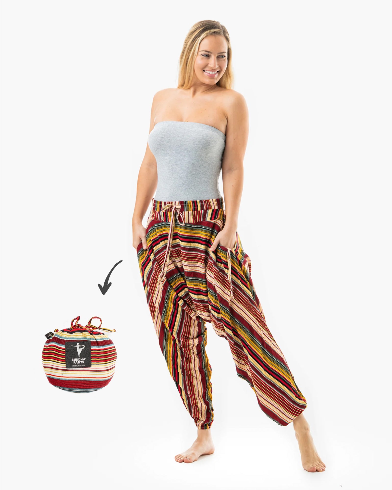 STRIPED HAREM PANTS