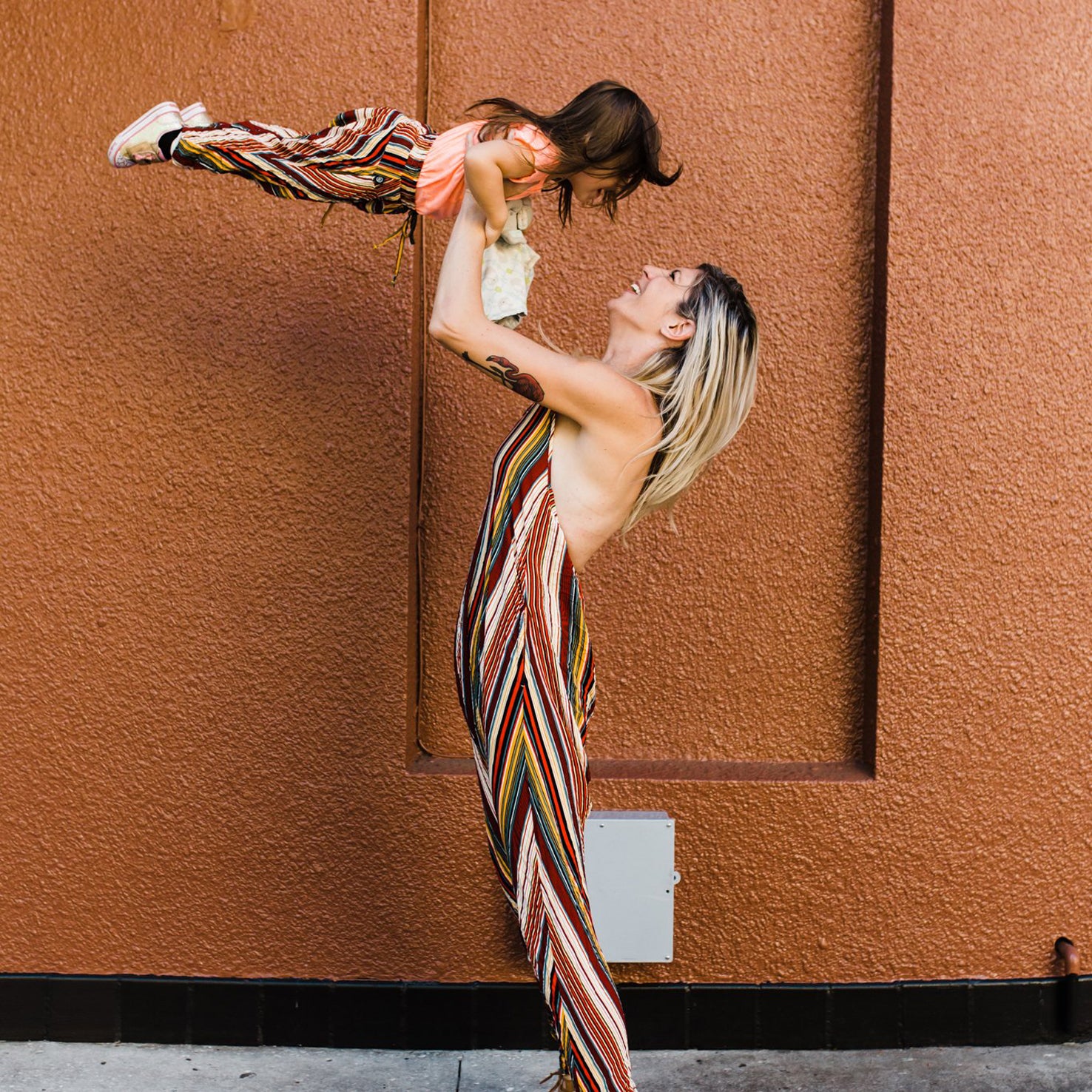 STRIPED JUMPSUIT RED