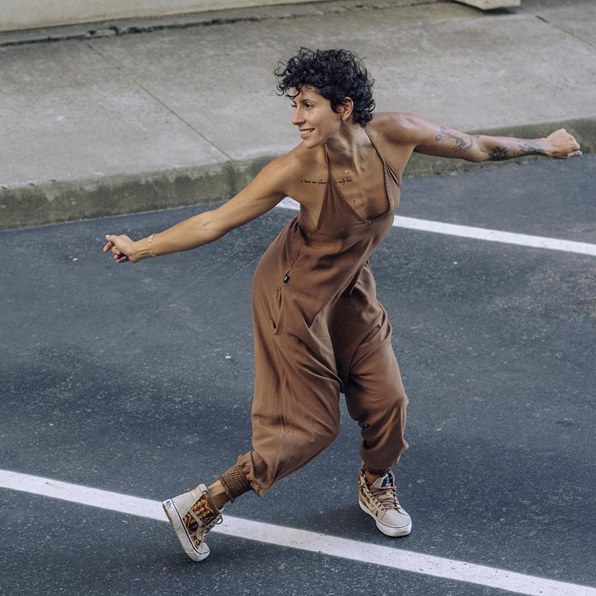 SOLID HAREM JUMPSUIT CHOCOLATE