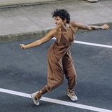 SOLID HAREM JUMPSUIT CHOCOLATE