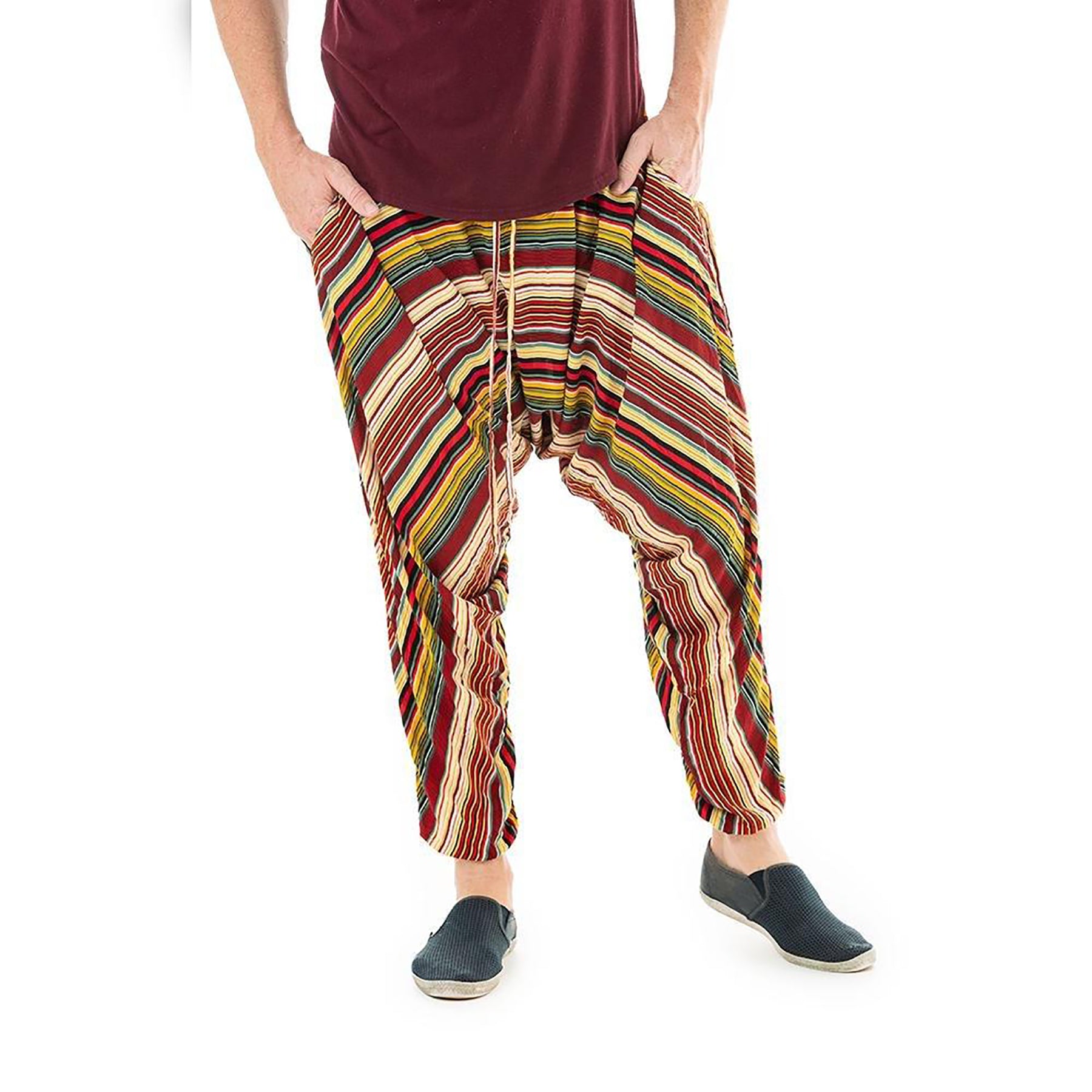 Stripe Harem Yoga Pants in Red 1800x1800